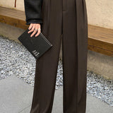 Casual High-Waist Pleated Trousers