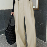 Casual High-Waist Pleated Trousers