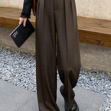 Casual High-Waist Pleated Trousers
