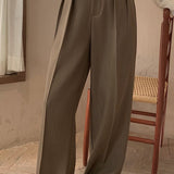 Casual High-Waist Pleated Trousers