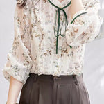 French-Style Floral Long-Sleeve Shirt - liwisi