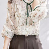 French-Style Floral Long-Sleeve Shirt - liwisi