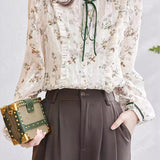French-Style Floral Long-Sleeve Shirt - liwisi