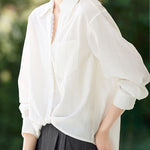 Early Autumn French-Style Lace-Trimmed Long-Sleeve Shirt - liwisi