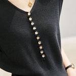 Casual Office-Ready V-Neck Three-Quarter Sleeve Knit Top - liwisi