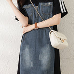 Casual Paneled Denim Dress - liwisi