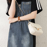 Casual Paneled Denim Dress - liwisi