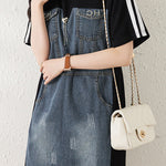 Casual Paneled Denim Dress - liwisi