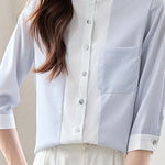 Stylish Striped Three-Quarter Sleeve Shirt - liwisi