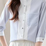 Stylish Striped Three-Quarter Sleeve Shirt - liwisi