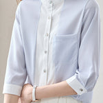 Stylish Striped Three-Quarter Sleeve Shirt - liwisi