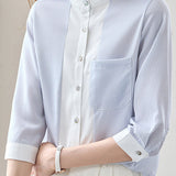 Stylish Striped Three-Quarter Sleeve Shirt - liwisi