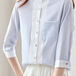 Stylish Striped Three-Quarter Sleeve Shirt - liwisi
