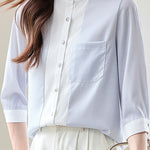 Stylish Striped Three-Quarter Sleeve Shirt - liwisi