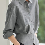 Early Autumn French-Temperament Fitted-Waist Long-Sleeve Shirt - liwisi