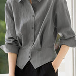 Early Autumn French-Temperament Fitted-Waist Long-Sleeve Shirt - liwisi