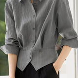 Early Autumn French-Temperament Fitted-Waist Long-Sleeve Shirt - liwisi