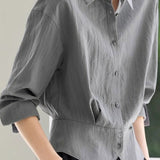 Early Autumn French-Temperament Fitted-Waist Long-Sleeve Shirt - liwisi
