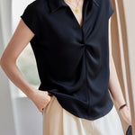Elegant Polo-Collar Sleeveless Unique Shirt - liwisi
