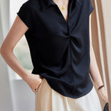 Elegant Polo-Collar Sleeveless Unique Shirt - liwisi