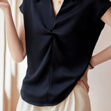 Elegant Polo-Collar Sleeveless Unique Shirt - liwisi