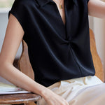 Elegant Polo-Collar Sleeveless Unique Shirt - liwisi