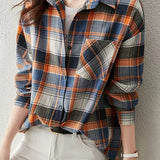Early Autumn Stylish Casual Checkered Sleeve Shirt - liwisi