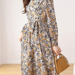 Early Autumn French Floral Maxi Dress - liwisi
