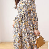Early Autumn French Floral Maxi Dress - liwisi