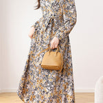 Early Autumn French Floral Maxi Dress - liwisi