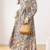 Early Autumn French Floral Maxi Dress - liwisi