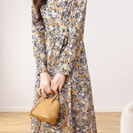 Early Autumn French Floral Maxi Dress - liwisi