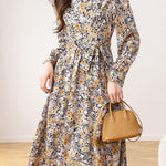 Early Autumn French Floral Maxi Dress - liwisi