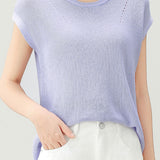 Simple Solid Color Elegant Knit Sweater - liwisi