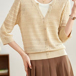 Early Autumn Gentle and Elegant Fake Two-Piece Knit Sweater - liwisi