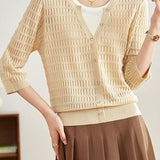 Early Autumn Gentle and Elegant Fake Two-Piece Knit Sweater - liwisi