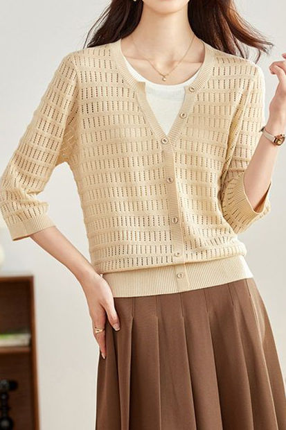 Early Autumn Gentle and Elegant Fake Two-Piece Knit Sweater - liwisi