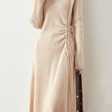 Early Autumn Elegant Drawstring Slim Knit Dress - liwisi
