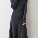 Early Autumn Elegant Drawstring Slim Knit Dress - liwisi