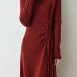 Early Autumn Elegant Drawstring Slim Knit Dress - liwisi