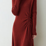 Early Autumn Elegant Drawstring Slim Knit Dress - liwisi