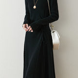 Early Autumn Elegant Drawstring Slim Knit Dress - liwisi