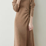 Early Autumn Elegant Drawstring Slim Knit Dress - liwisi