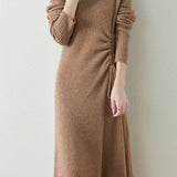 Early Autumn Elegant Drawstring Slim Knit Dress - liwisi