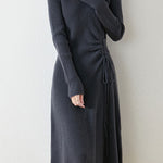 Early Autumn Elegant Drawstring Slim Knit Dress - liwisi