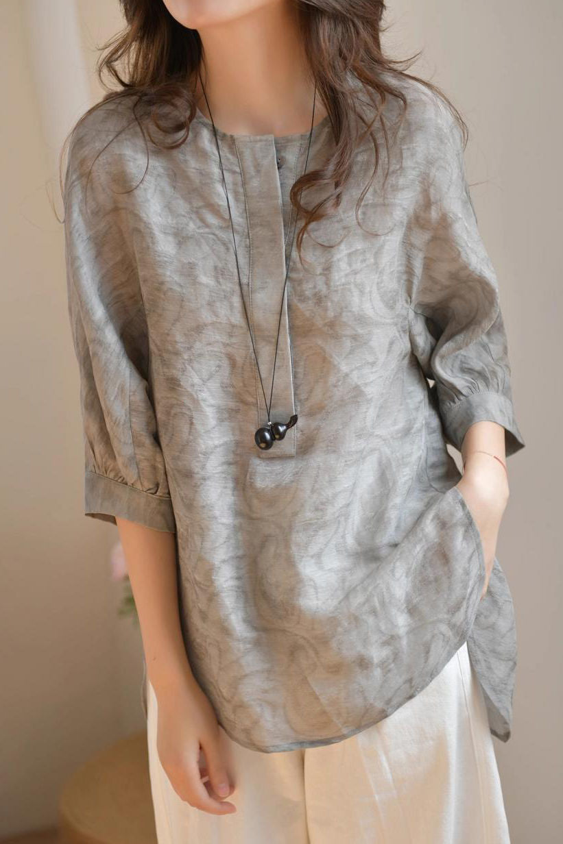 Literary Retro Printed Shirt - liwisi