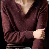 Fashionable and elegant beaded knit top - liwisi