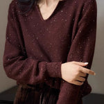 Fashionable and elegant beaded knit top - liwisi