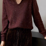 Fashionable and elegant beaded knit top - liwisi