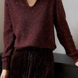 Fashionable and elegant beaded knit top - liwisi